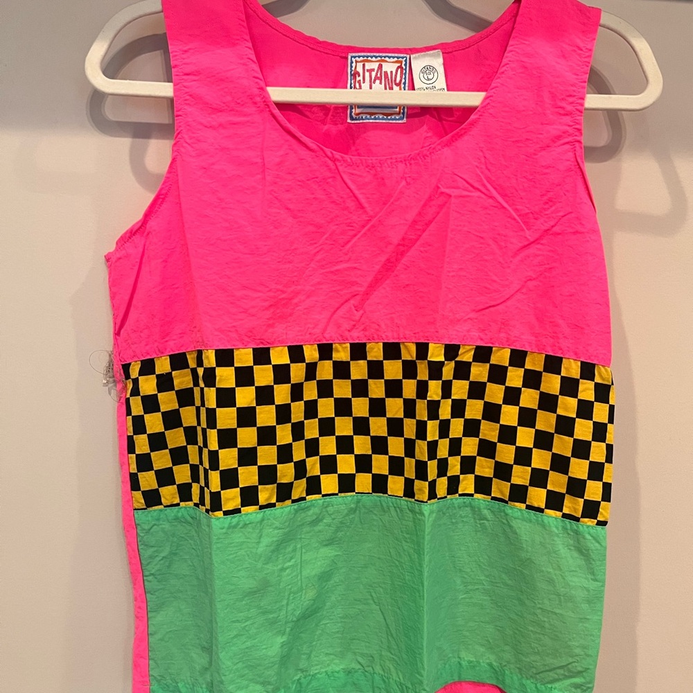 Gitano Pink and Green Colorblock Tank‎ Top